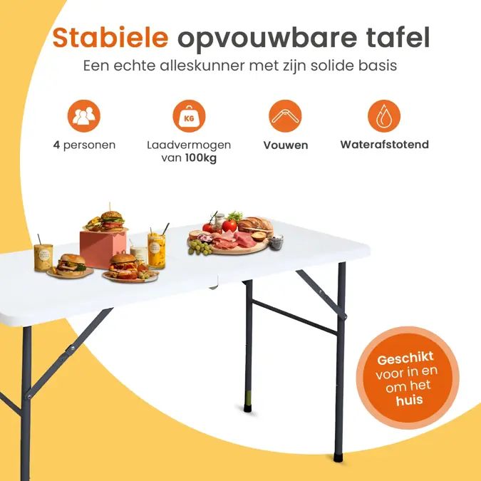 Goliving Inklapbare Tafel – 122x60x74cm