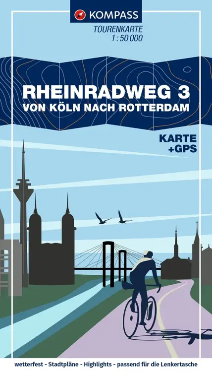 Fietskaart FTK 7058 Rheinradweg dl 3