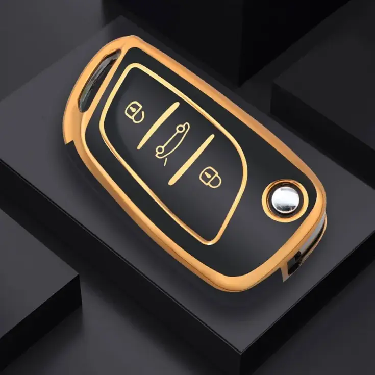 TPU Sleutelhoesje voor Peugeot goud C3
