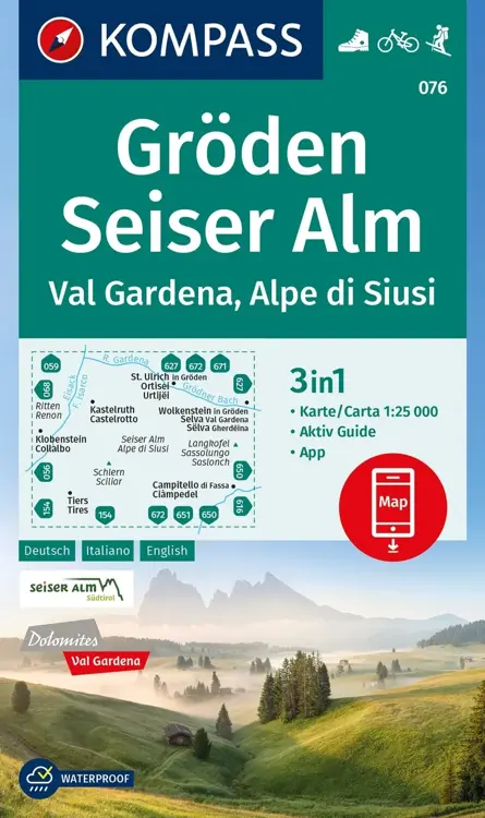 Wandelkaart WK076 Gröden - Seiser Alm