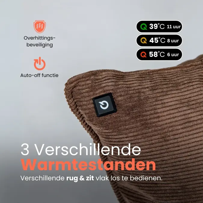 Qnuss Warmtekussen Ribstof 45x45