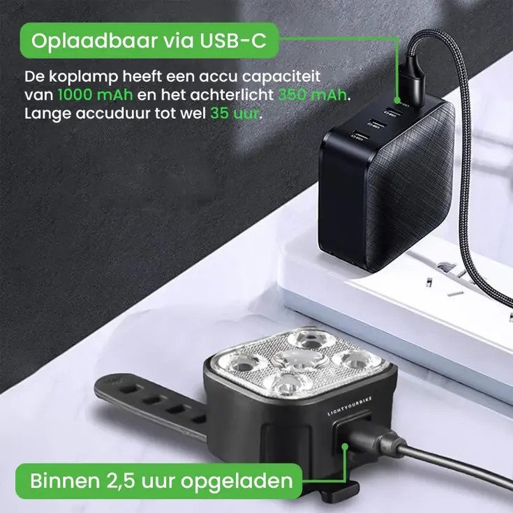 CUBE - Fietsverlichting Set - LED & Oplaadbaar