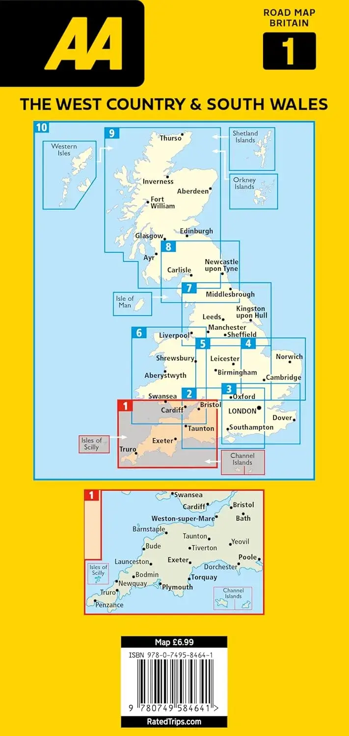 Wegenkaart 1 West Country & South Wales