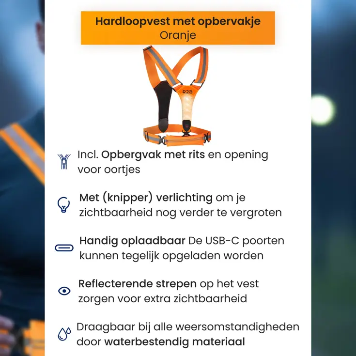 Hardloopvest met Opbergvak - Verlichting