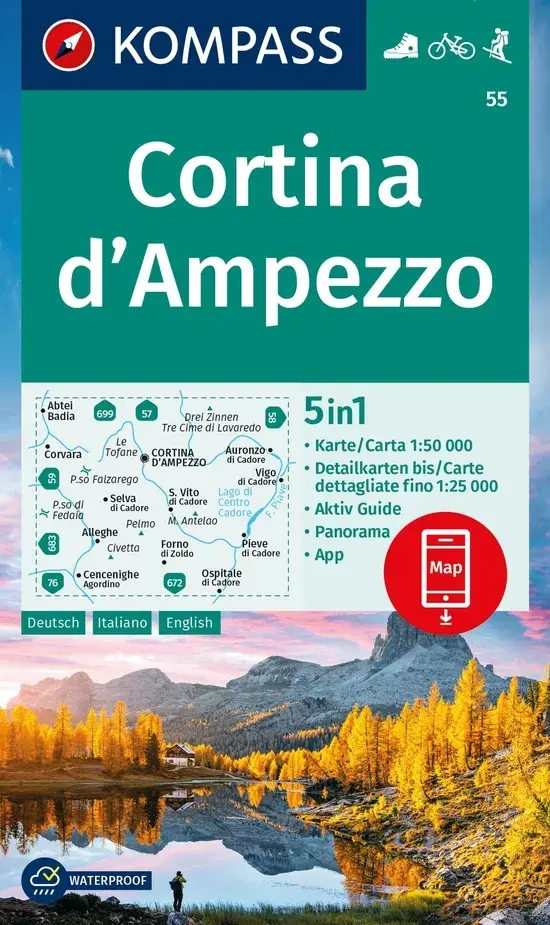 Kompass Wandelkaart WK55 Cortina d'Ampezzo