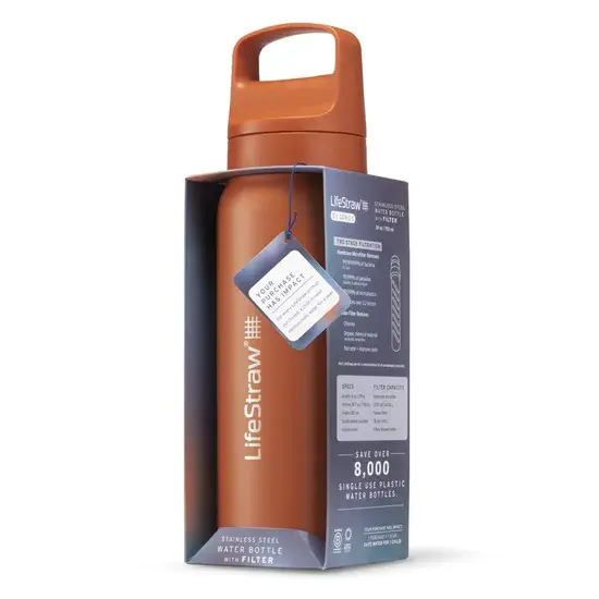 Lifestraw Go - RVS Waterfles 700ml - Oranje