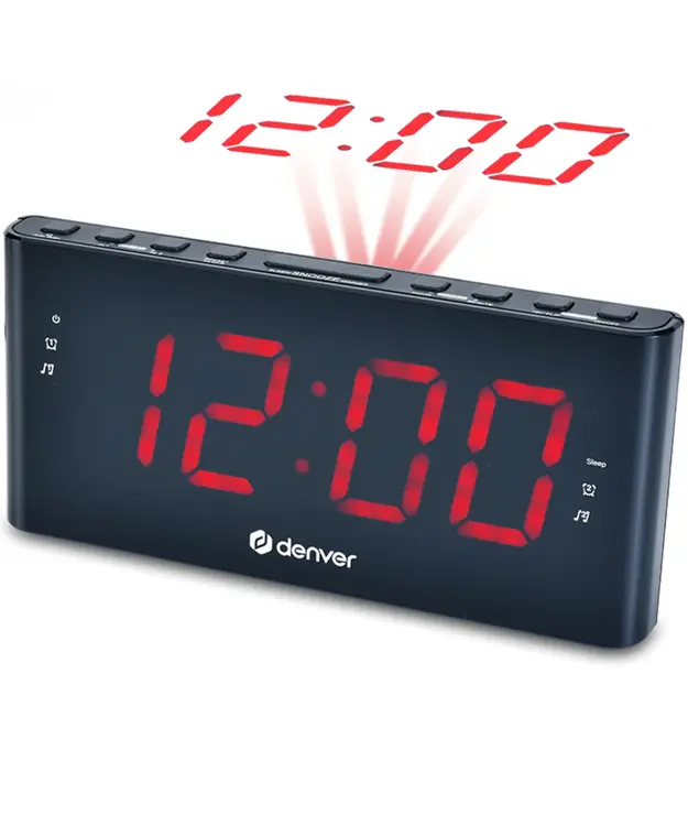 Wekker FM Klokradio Projectie Dimbaar LED display