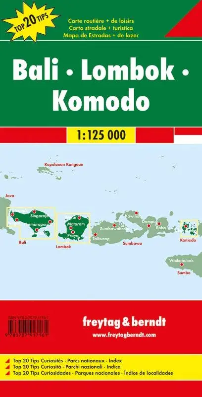 Wegenkaart F&B Bali, Lombok, Komodo