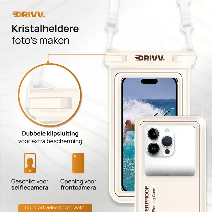 Waterdicht Telefoonhoesje - 6.8" Beige - Drijvend