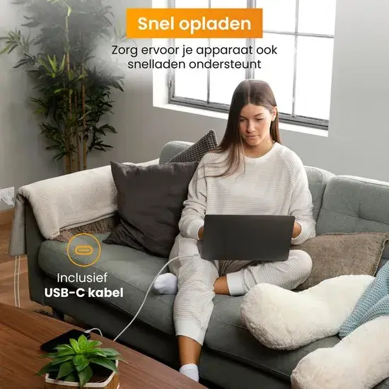 USB-C Kabel 2m met USB-A & USB-C Adapter