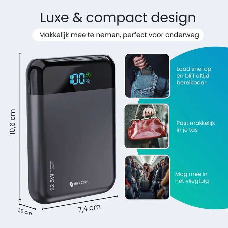 Compacte Powerbank - 10.000mAh - 22,5W
