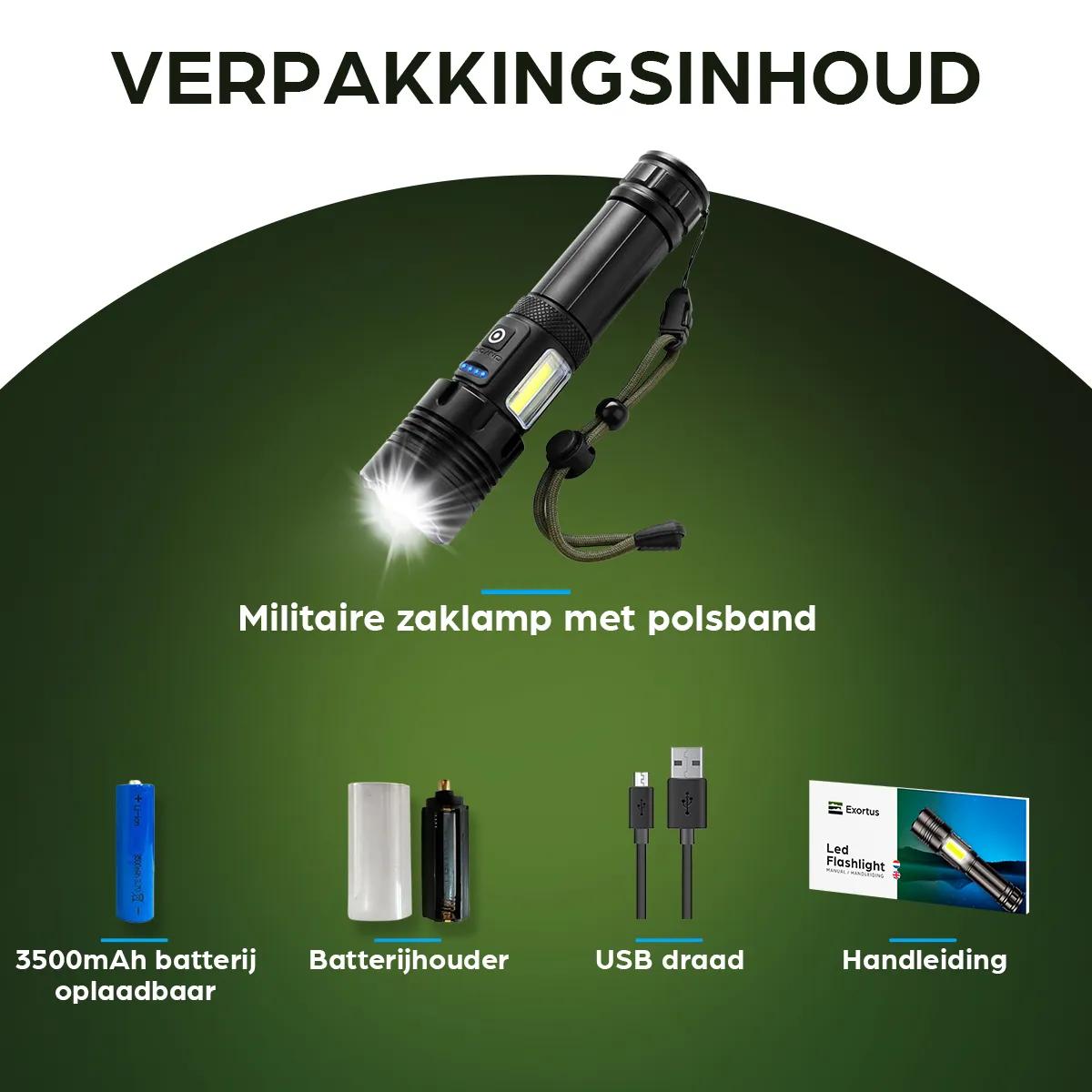 Exortus Oplaadbare LED Zaklamp | Webwinkel