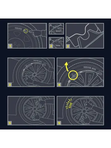 Wieldoppen - 14 inch - zilver/zwart - 4 stuks