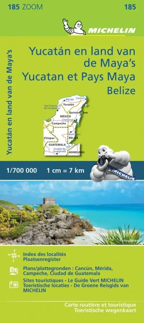Michelin Zoom Kaart 185 Yucatan en Maya Regio