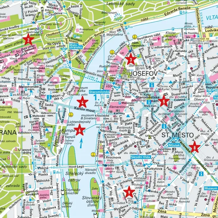 Stadsplattegrond City Map Praag 1:15.000