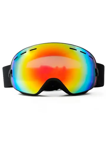 Skibril - Zwart - Rood spiegelglas