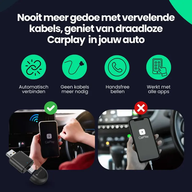 CarPlay Dongle - Draadloos - CarPlay/Android Auto