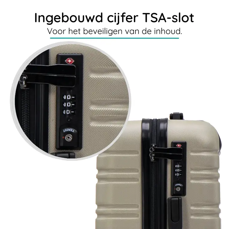 Reiskoffer L ABS 95L met TSA-slot en 360° wielen