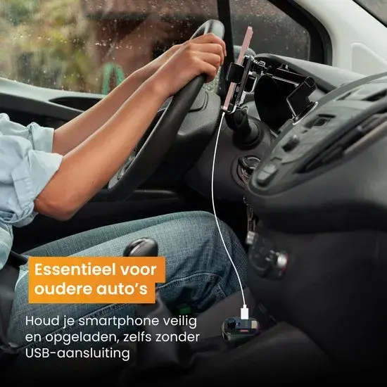 Telefoonhouder Auto Oplader + FM Transmitter