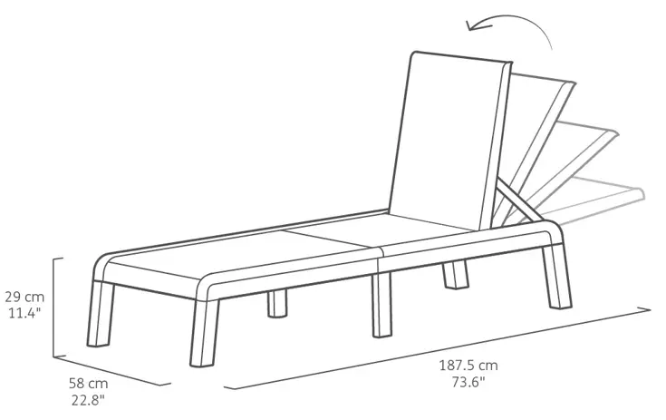 Mallorca Ligbed Soft Beige - 187.5x58x29cm