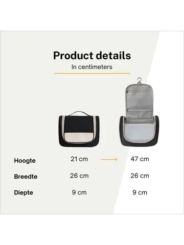 Toilettas met haak – Travel organizer – Grijs
