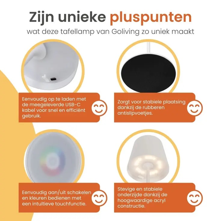 Chroma Tafellamp Oplaadbaar - 38cm - RGBW