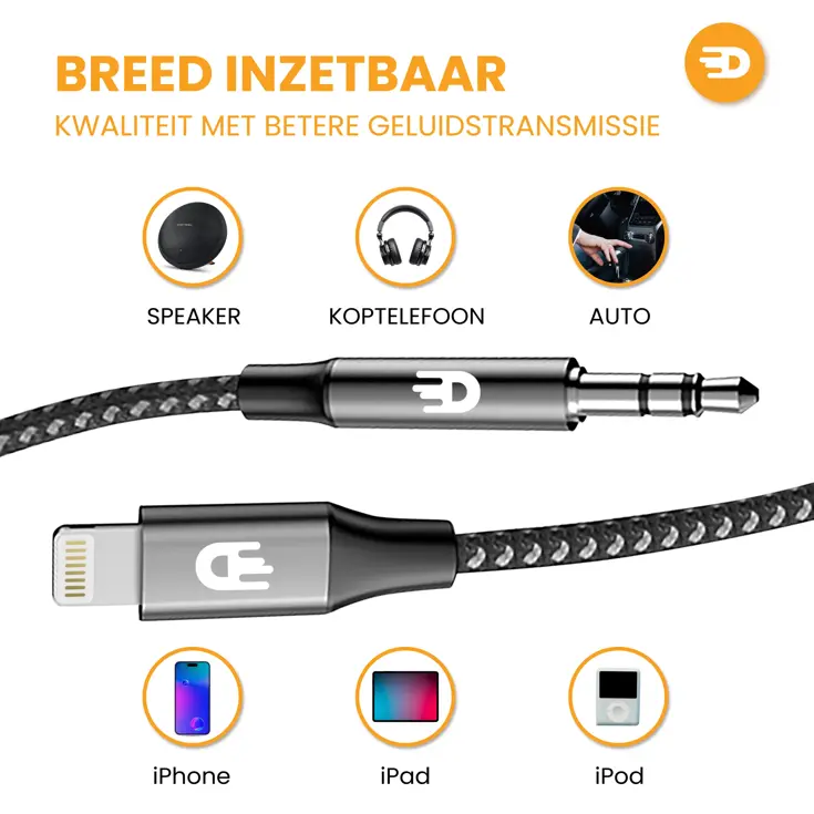 Drivv. Lightning naar AUX Kabel - 2 Meter