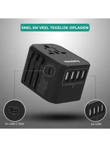 Universele wereldstekker met USB-poorten
