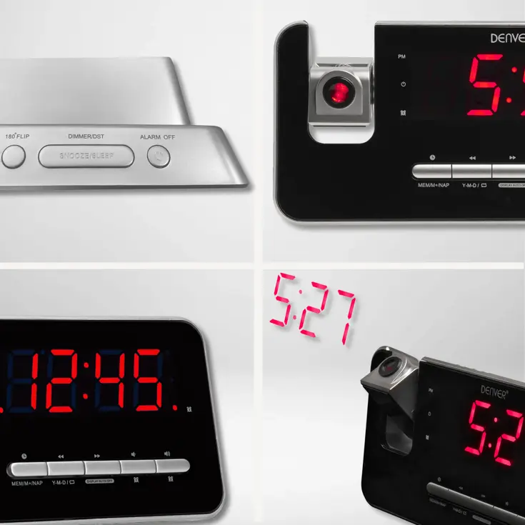 Wekker FM Klokradio Projectie Dubbel-Alarm