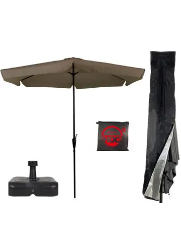 Parasol Taupe Ø3m + Hoes en lichte Voet