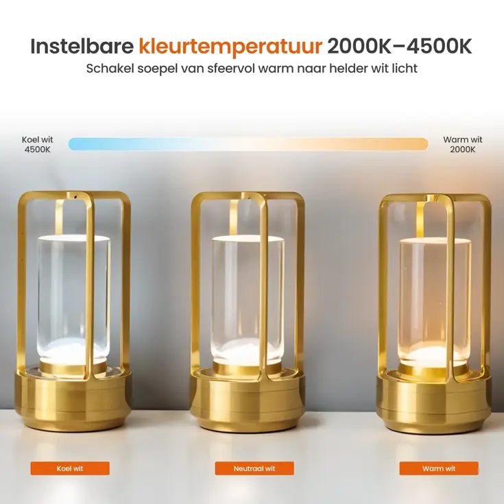 Lumina Tafellamp Oplaadbaar - 17.5cm - LED