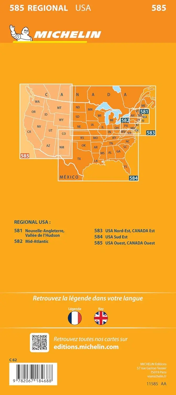 Kaart Regional 585 USA West - Canada West