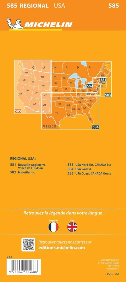 Kaart Regional 585 USA West - Canada West