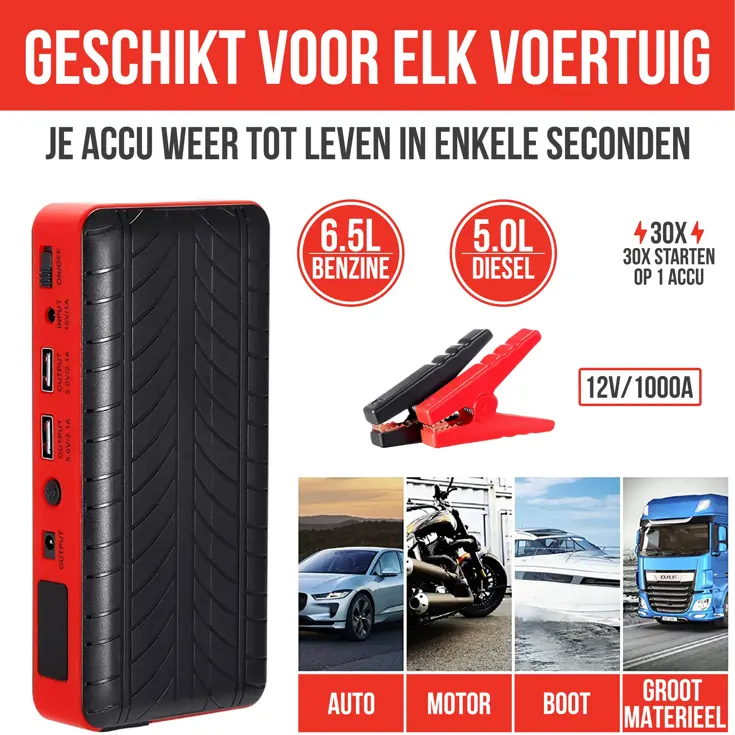 Jumpstarter voor Auto 4-in-1 - 1000A