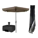 Parasol Taupe + Verrijdbare Voet + Hoes