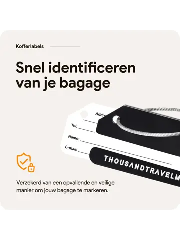 Aluminium kofferlabels – 4 stuks – Zwart