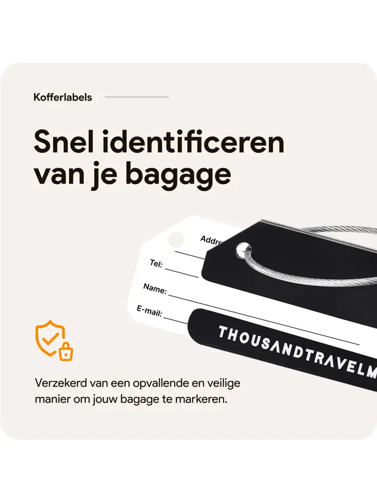 Aluminium kofferlabels – 4 stuks – Zwart