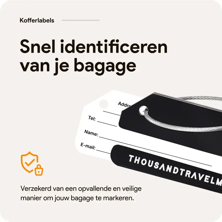 Aluminium kofferlabels – 4 stuks – Zwart