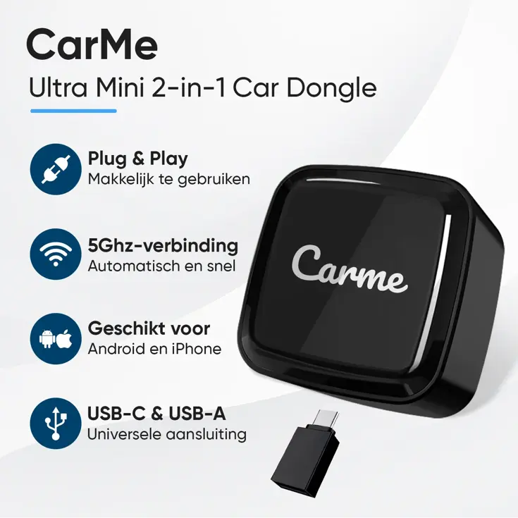 Ultra Mini 2-in-1 Car Dongle - Zwart