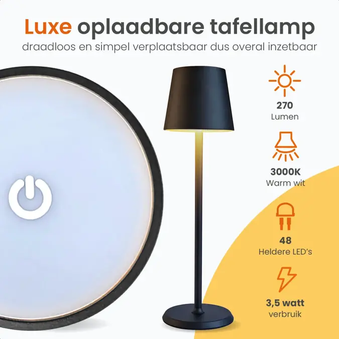 Goliving Tafellamp Oplaadbaar 38cm - 2 stuks