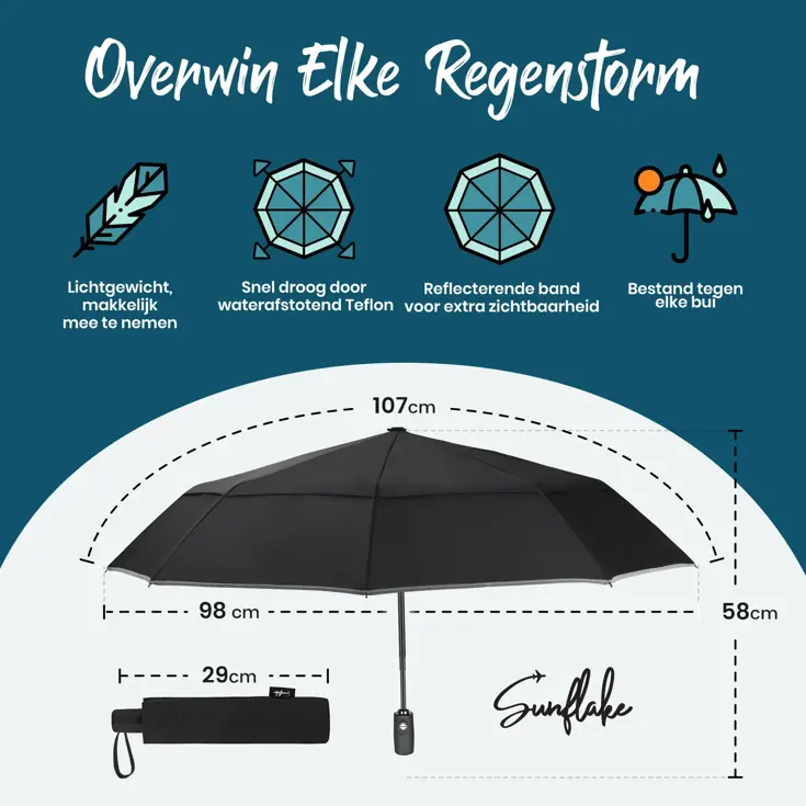Stormparaplu opvouwbaar - Dubbel doek