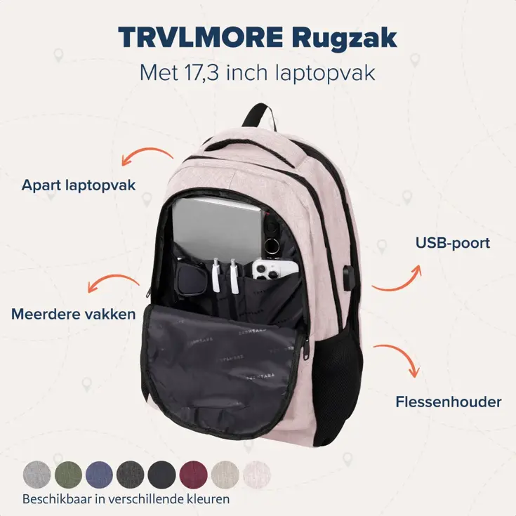 TRVLMORE Rugtas - 36L - 17 Inch