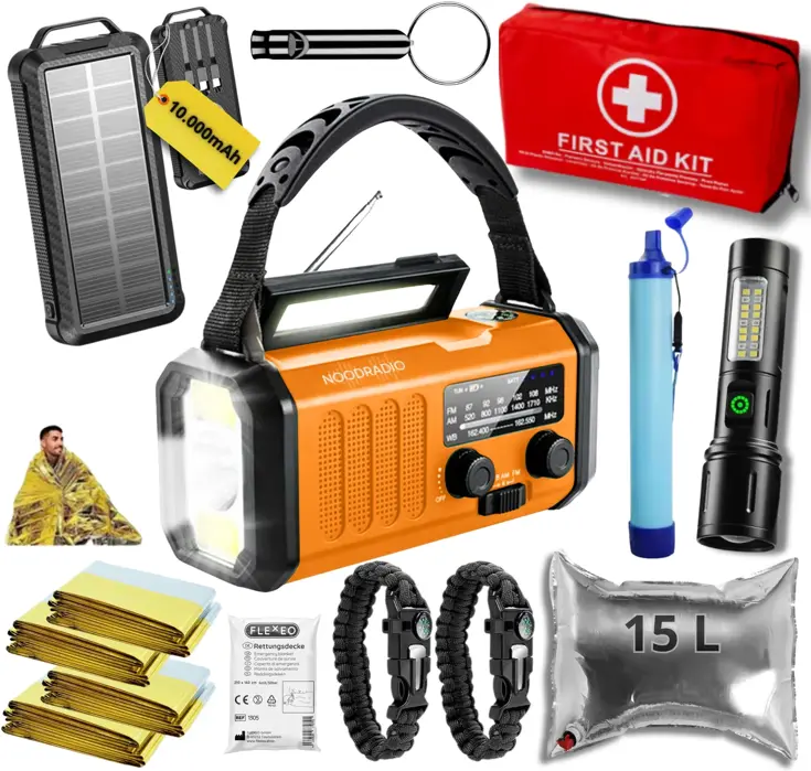 Noodpakket XL met Powerbank-Noodradio-Waterfilter