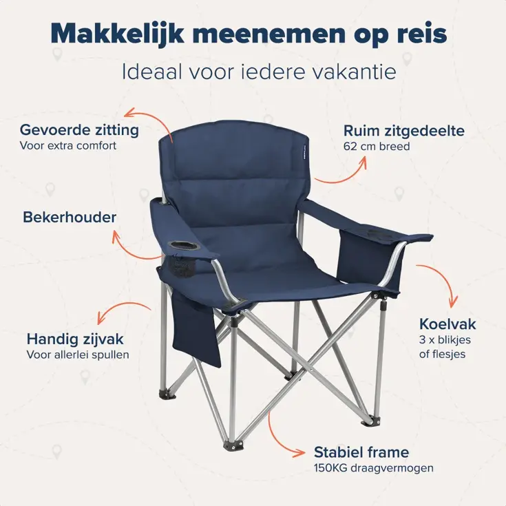 Campingstoelen XL – 2-pack – Blauw