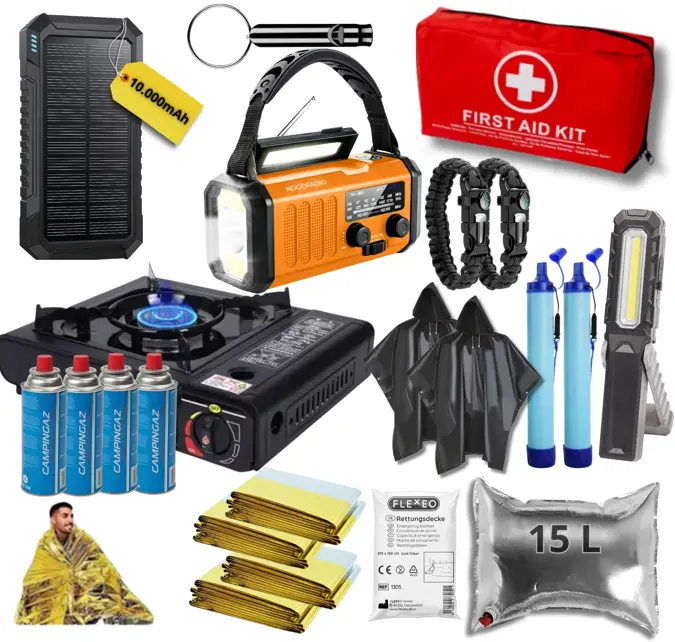 Noodpakket XXL-Noodradio, Kooktoestel & Powerbank