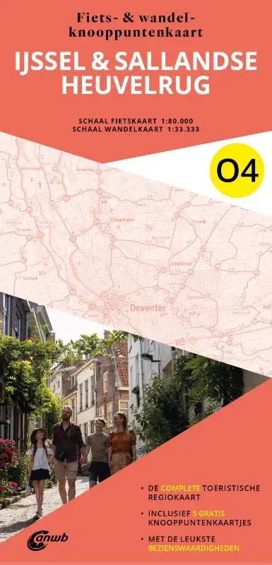 ANWB Fiets en wandelknooppuntenkaart O4 IJssel en Sallandse Heuvelrug