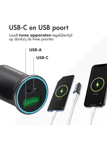Autolader - 1x USB-C & 1x USB - 60W