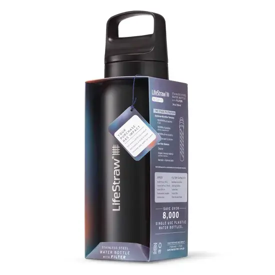 Lifestraw Go - RVS Waterfles 700ml - Zwart