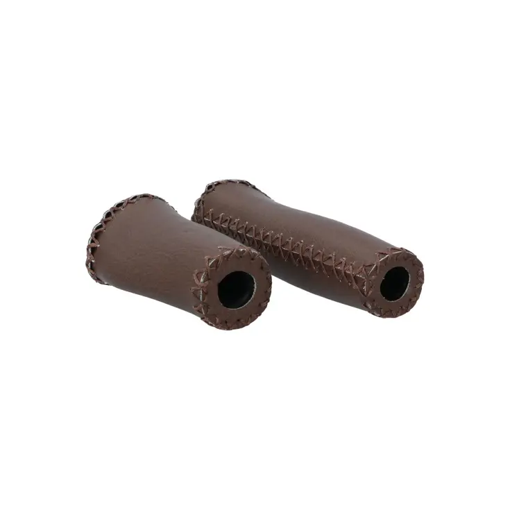 Ergonomische leren handvatten 135/92mm bruin