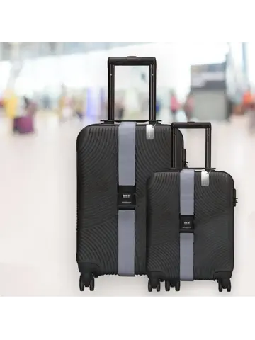 Kofferset 4-delig kofferriem + bagagelabels Zilver